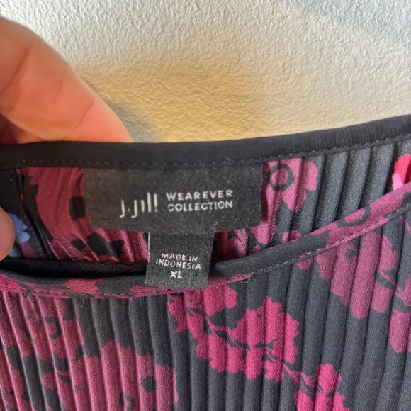 J. Jill Wearever Collection Pleated Floral Tunic Top Longline Blouse XL - Picture 3 of 6